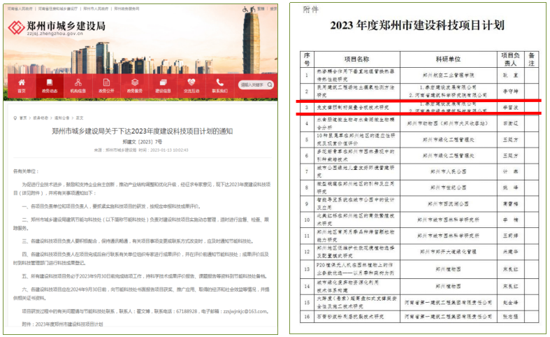 6766澳门娱乐直营2项课题获郑州市2023年度建设科技项目计划立项